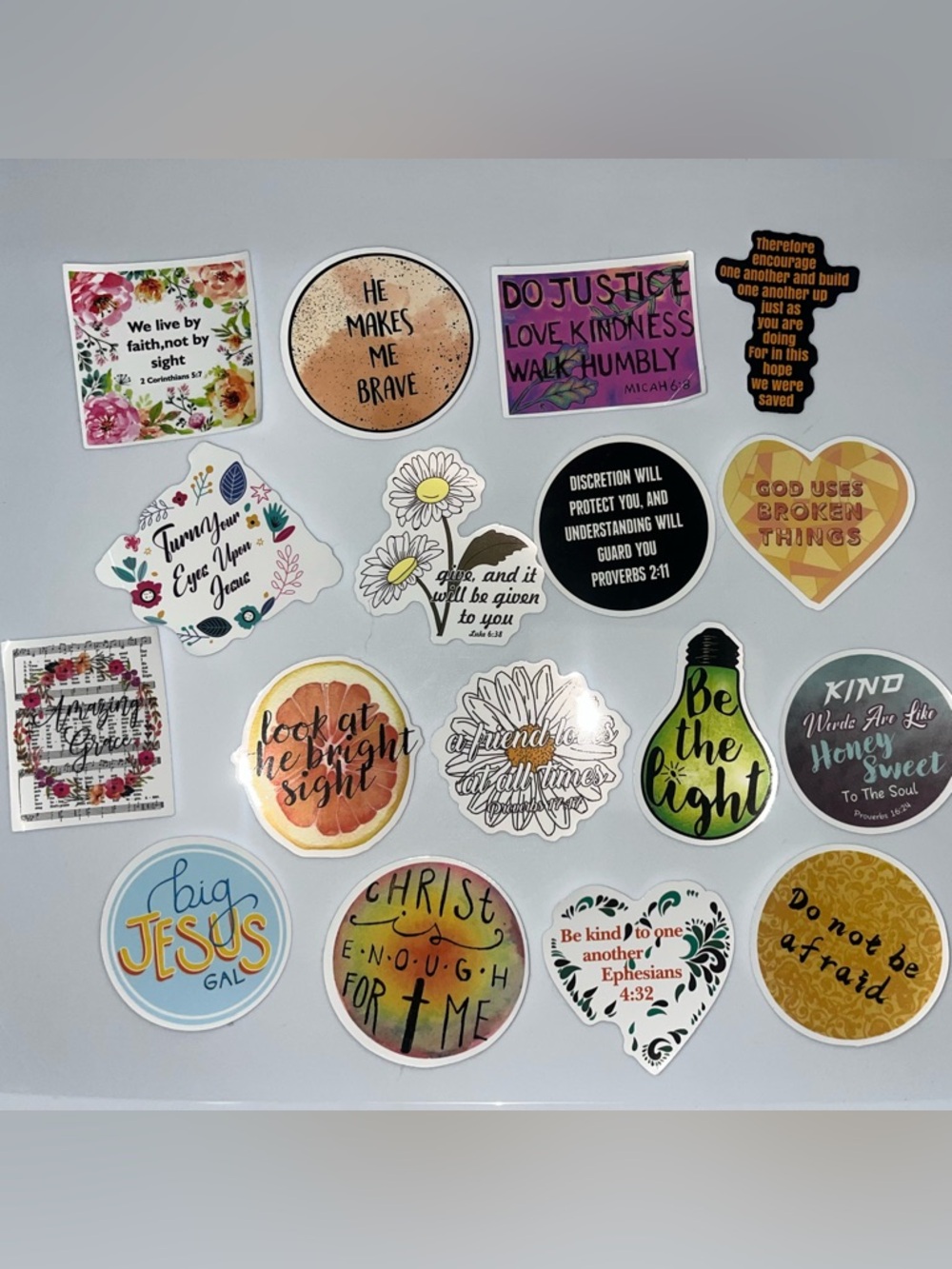 (3) FREE W/ BUNDLE OF 2+ ITEMS Christian Inspirational Sticker Pack — Assorted